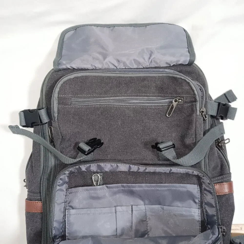 WITZMAN Canvas Travel Backpack for Men Large Laptop Upgraded/19 inch, Charcoal